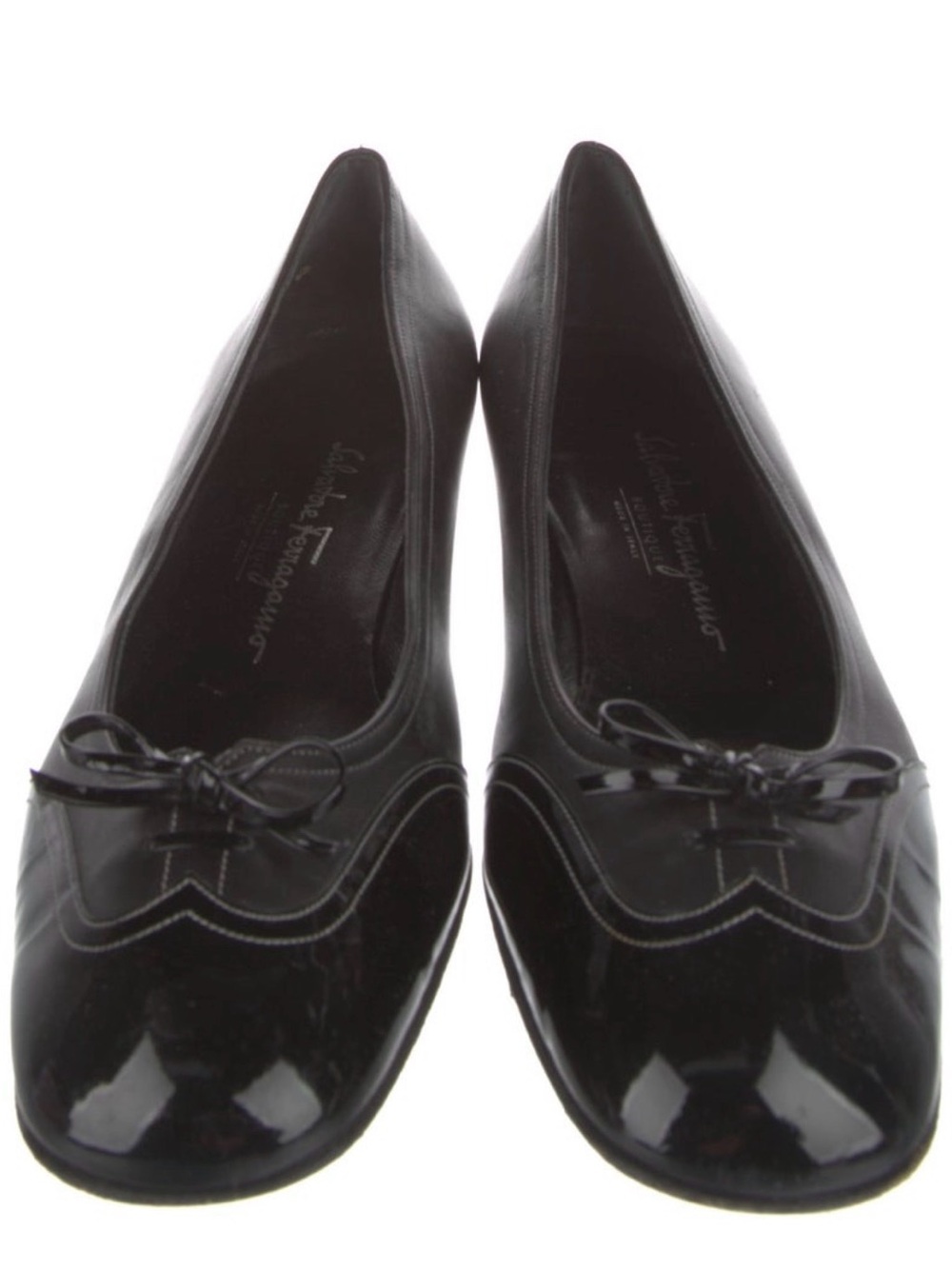 Classic Black Leather Low Heel Ballet Pump - Women - Picture 6 of 8